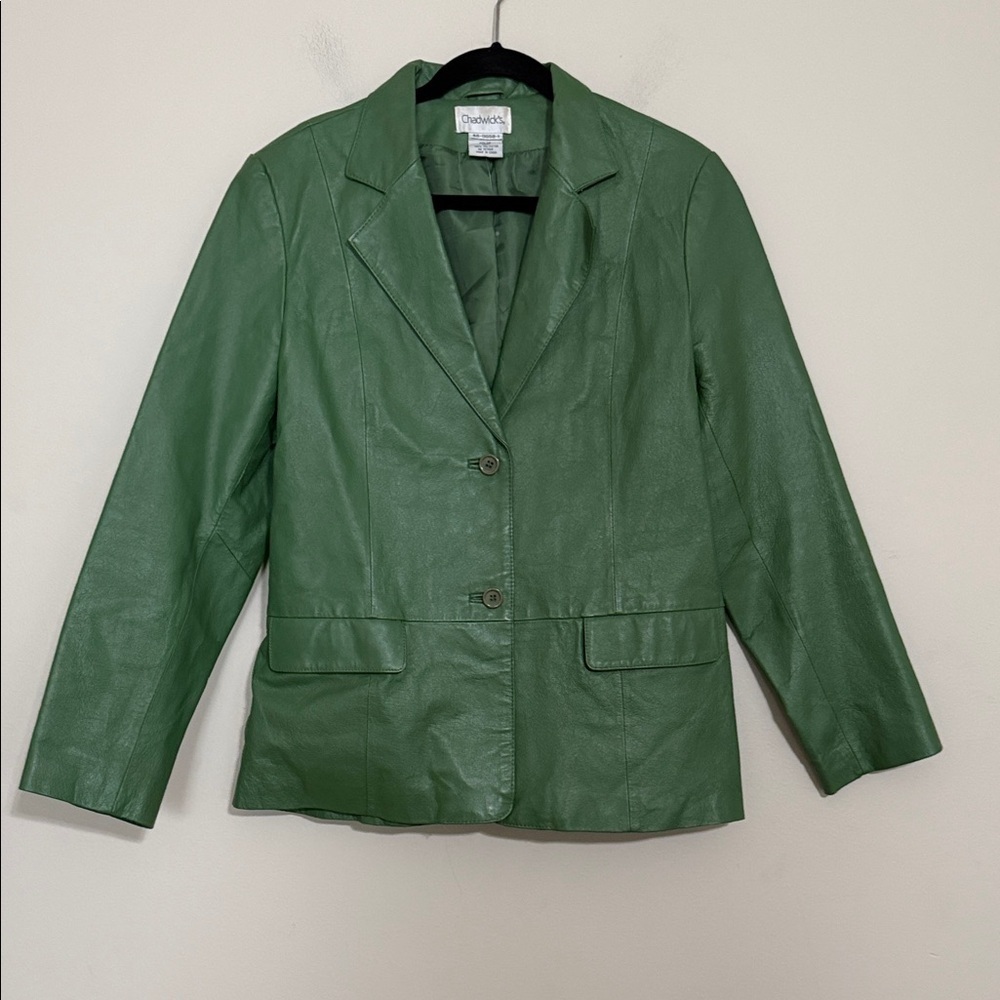 Chadwicks Women's Emerald Leather Blazer jacket women 14 casual festival y2k
